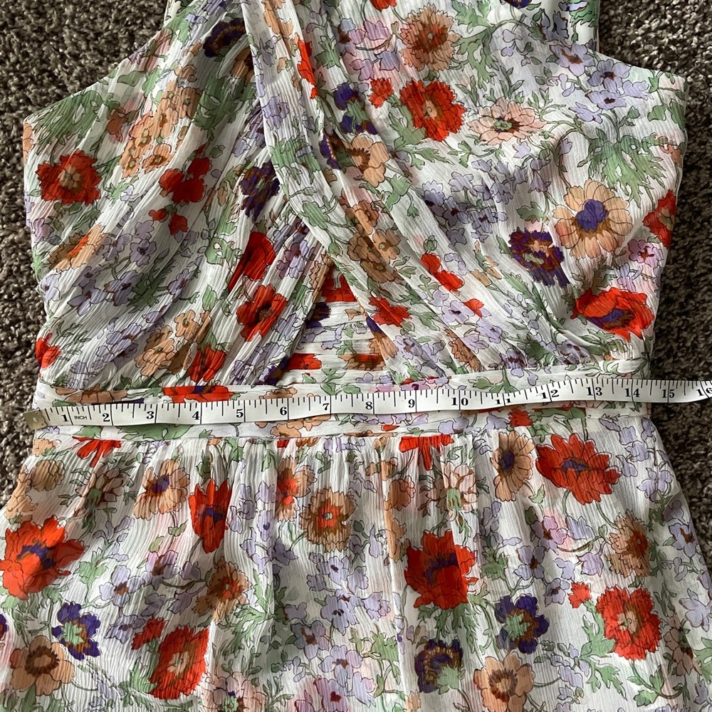 Floral Silk Maxi Dress - White/Orange - Picture 6 of 7